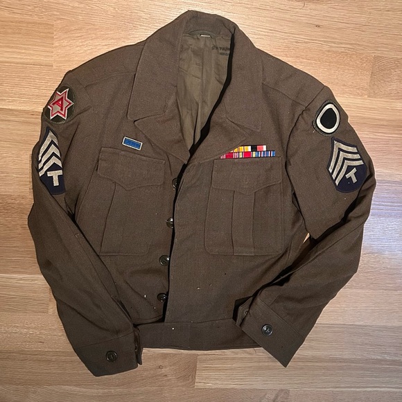 Other - WWII Brown Military Field Jacket with Patches